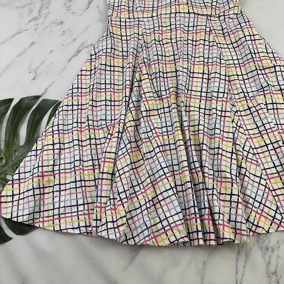 Modcloth Collectif Womens Retro Midi Dress Size 16 US White Rainbow Plaid Pocket - Picture 5 of 15